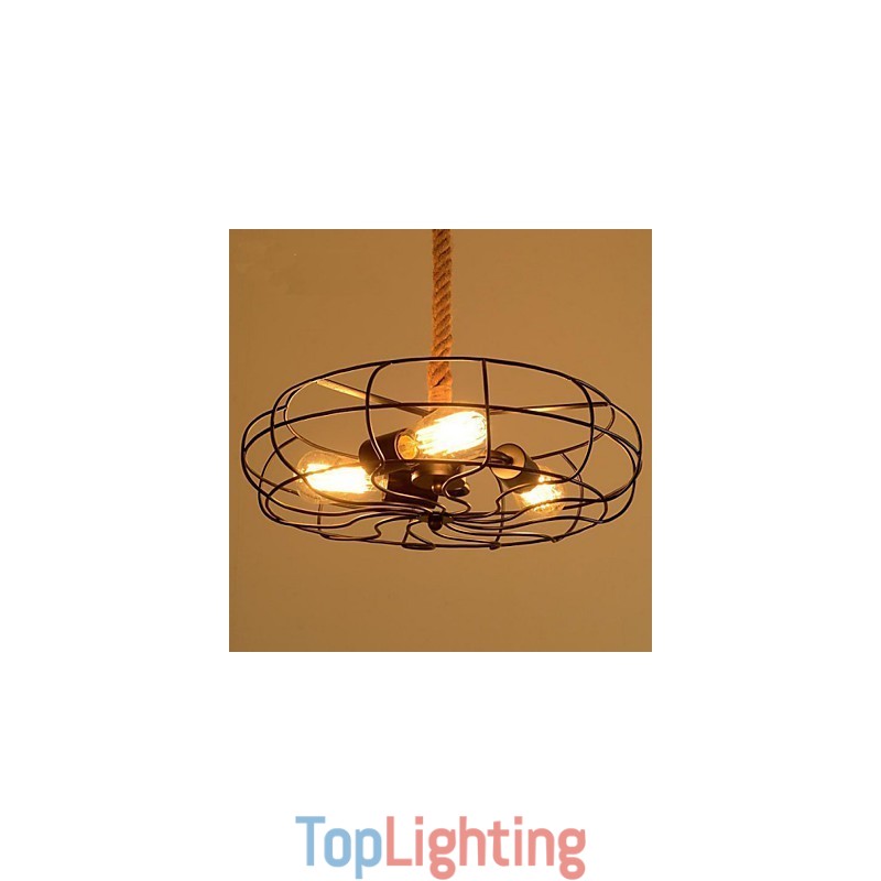 Vintage American Lron Rope Creative Industrial Fan Chandelier