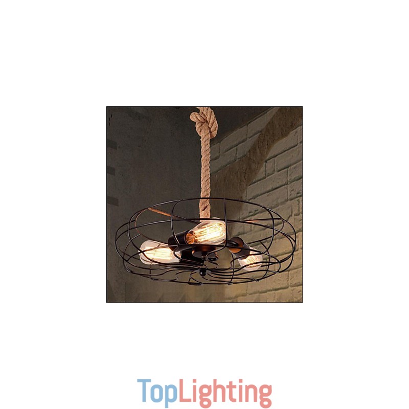 Vintage American Lron Rope Creative Industrial Fan Chandelier
