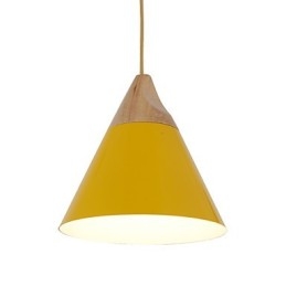 Mini Artistic Cone Pendant Lamp 1 Light Mordern Simplicity Finish Black White Yellow Aluminum & Wooden Droplight