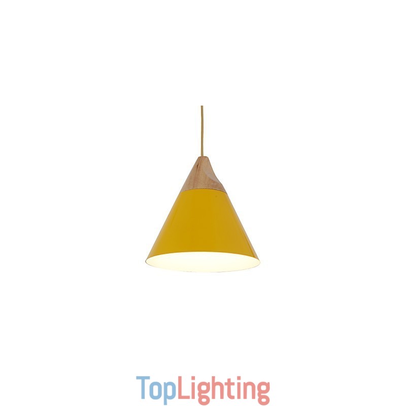 Mini Artistic Cone Pendant Lamp 1 Light Mordern Simplicity Finish Black White Yellow Aluminum & Wooden Droplight