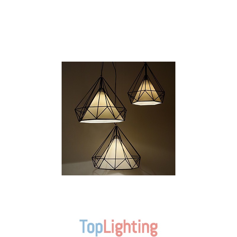 Diamond Mini Pendant Lamp 1 Light Modern Simplicity Black & White Finished Carbon Steel Cloth Droplight
