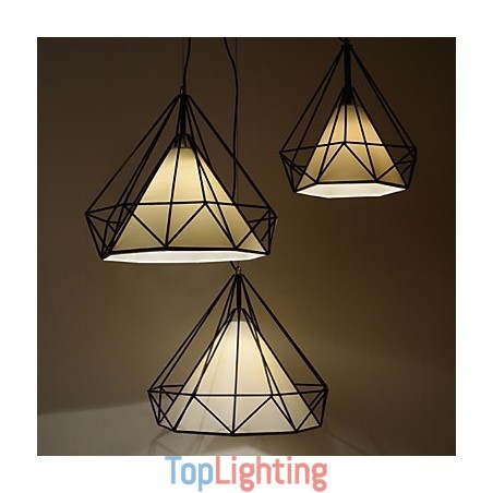 Diamond Mini Pendant Lamp 1 Light Modern Simplicity Black & White Finished Carbon Steel Cloth Droplight Diamond Mini Pendant Lamp 1 Light Modern Simplicity Black & White Finished Carbon Steel Cloth Droplight