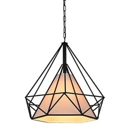 Diamond Mini Pendant Lamp 1 Light Modern Simplicity Black & White Finished Carbon Steel Cloth Droplight