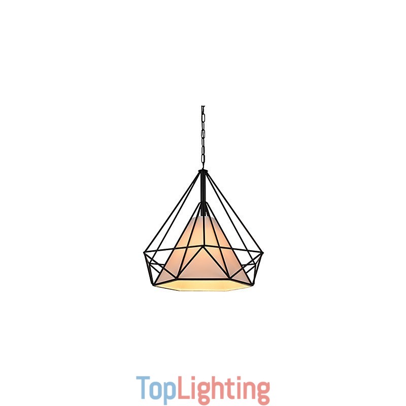 Diamond Mini Pendant Lamp 1 Light Modern Simplicity Black & White Finished Carbon Steel Cloth Droplight