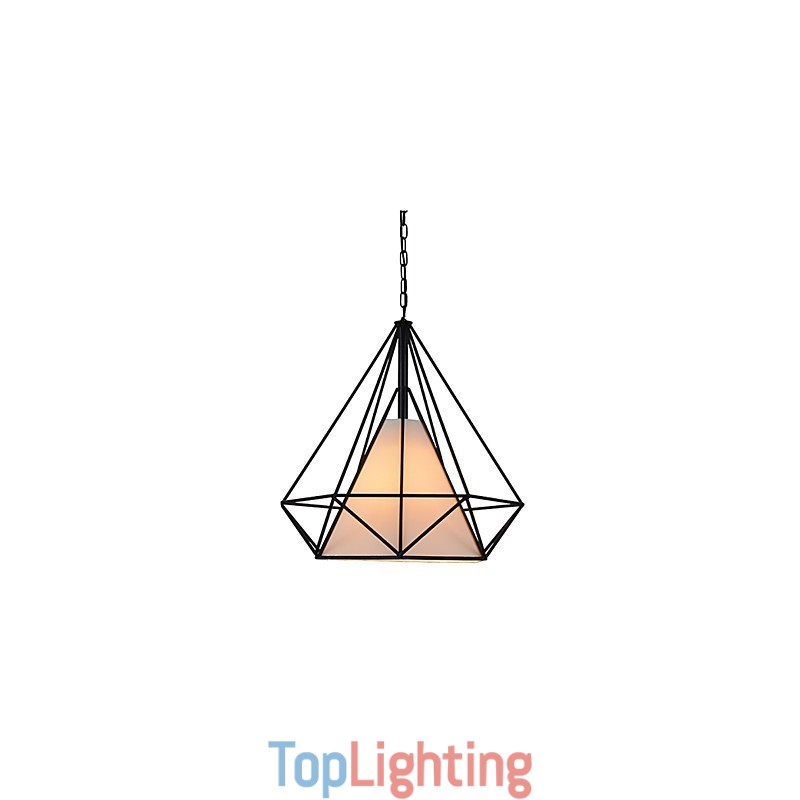 Diamond Mini Pendant Lamp 1 Light Modern Simplicity Black & White Finished Carbon Steel Cloth Droplight