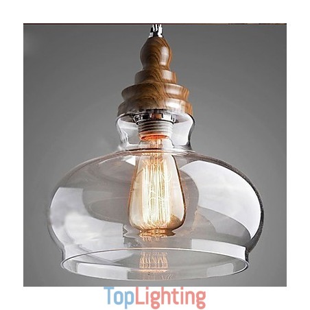 Vintage Style Wooden Crystal Pendant Light (Dia 24cm) Vintage Style Wooden Crystal Pendant Light (Dia 24cm)