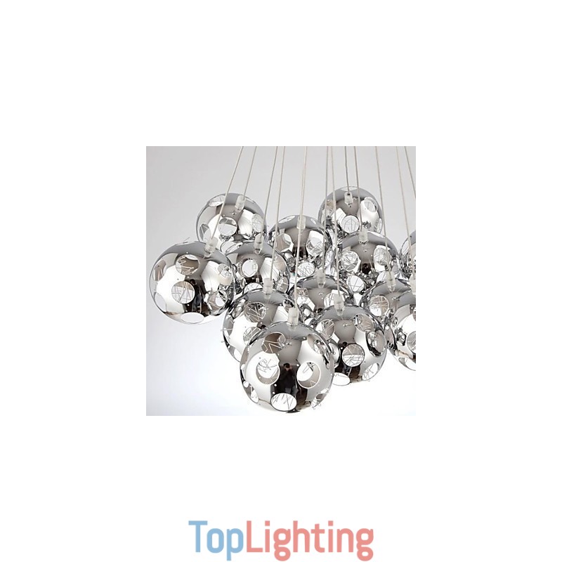 Modern Contemporary Globe Chrome Metal Pendant Light