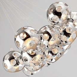 Modern Contemporary Globe Chrome Metal Pendant Light