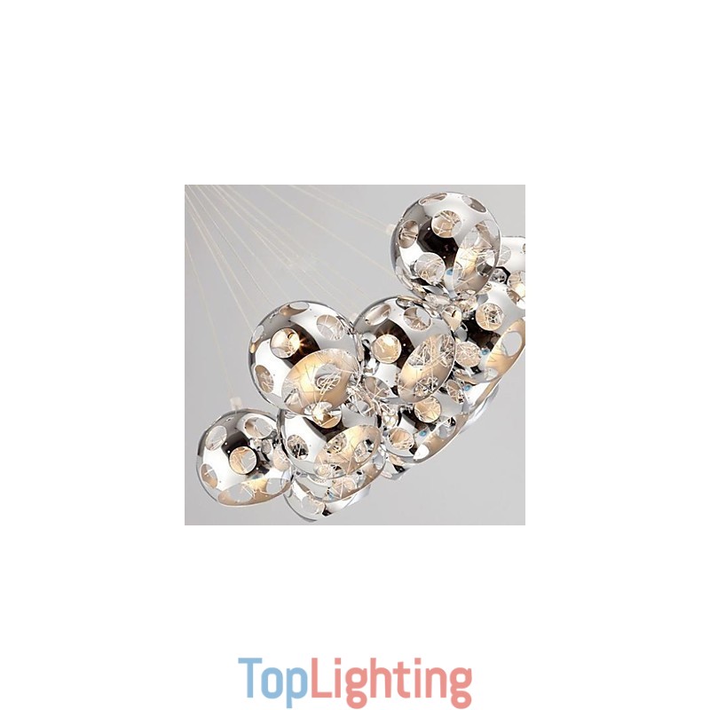 Modern Contemporary Globe Chrome Metal Pendant Light