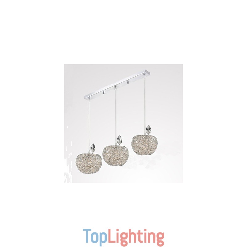 Woven Aluminum Chandelier With Three Head Lamp Apple