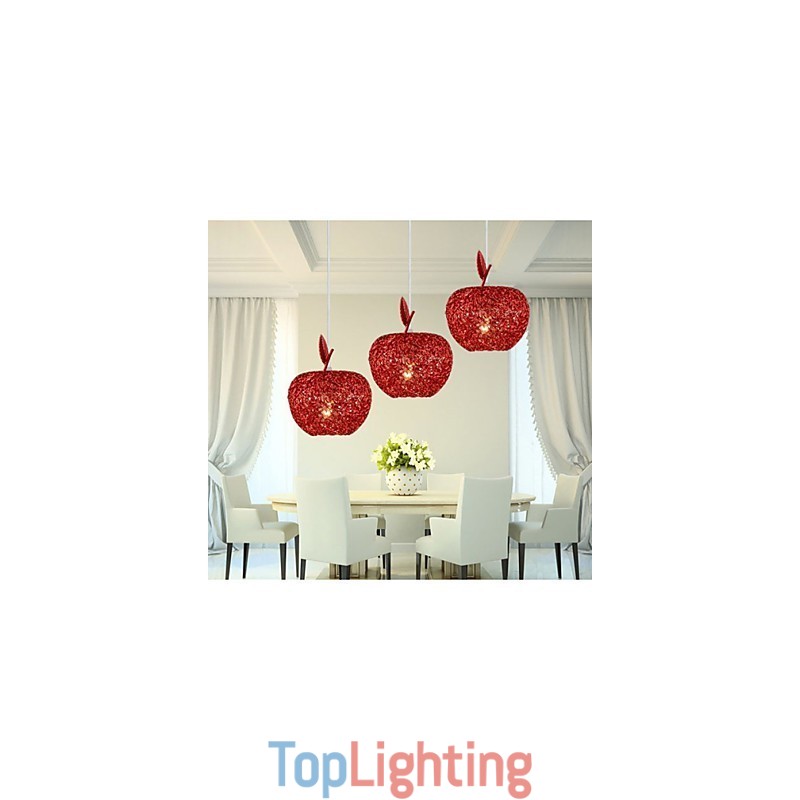 Woven Aluminum Chandelier With Three Head Lamp Apple