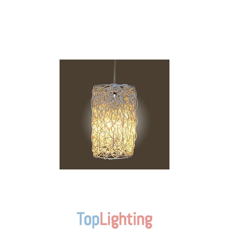 Modern Rural Cany Art Woven Rattan Single Head Droplight Lamp
