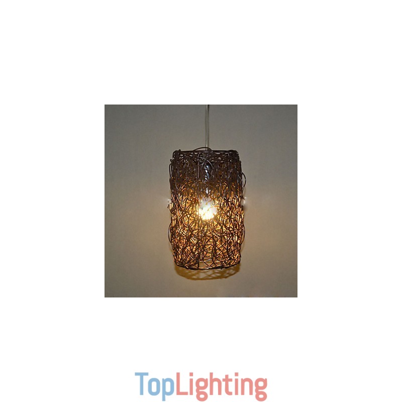 Modern Rural Cany Art Woven Rattan Single Head Droplight Lamp