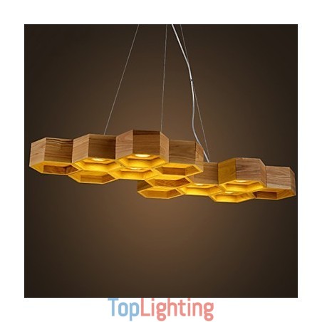 Designer Art Individuality Chandelier Simple Honeycomb Wood Lamps Designer Art Individuality Chandelier Simple Honeycomb Wood Lamps