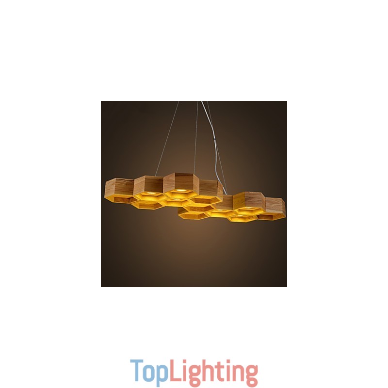 Designer Art Individuality Chandelier Simple Honeycomb Wood Lamps