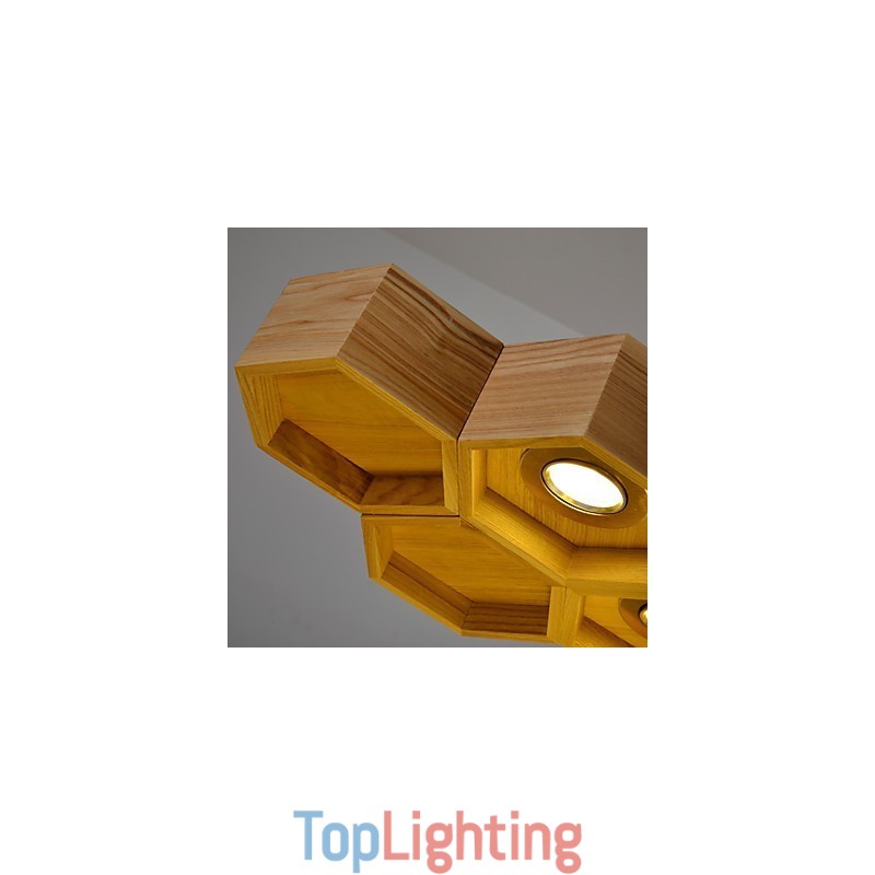 Designer Art Individuality Chandelier Simple Honeycomb Wood Lamps