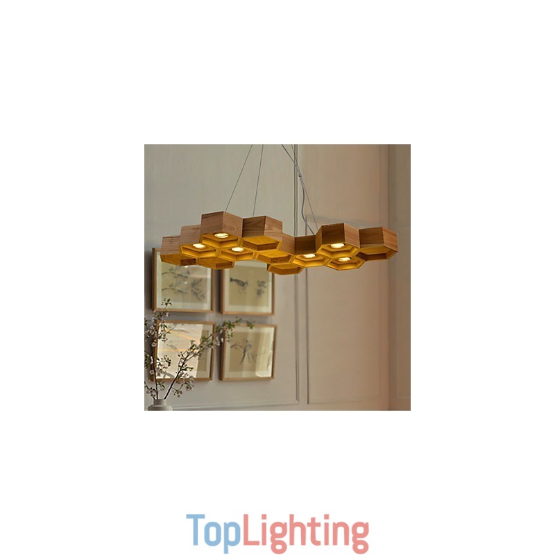 Designer Art Individuality Chandelier Simple Honeycomb Wood Lamps
